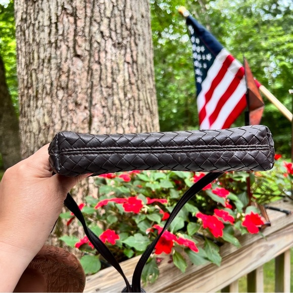 Chocolate Stefano Bravo Intrecciato Clutch Crossbody Bag Italian leather, 8x5x1 - Picture 6 of 8